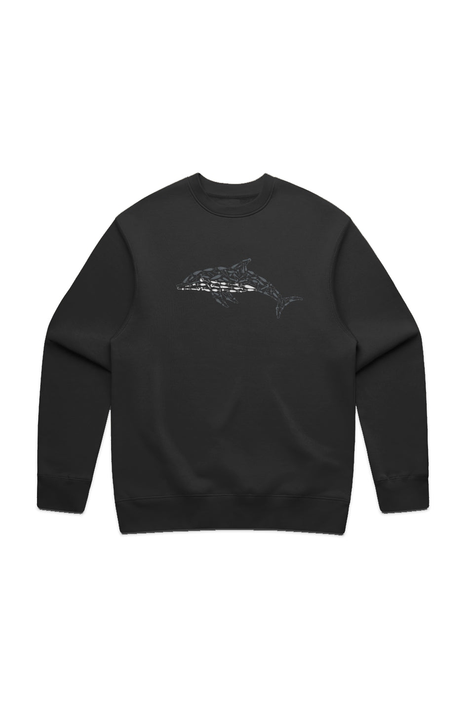 Premium Embroidered Dolphin Relaxed Crew Sweatshirt