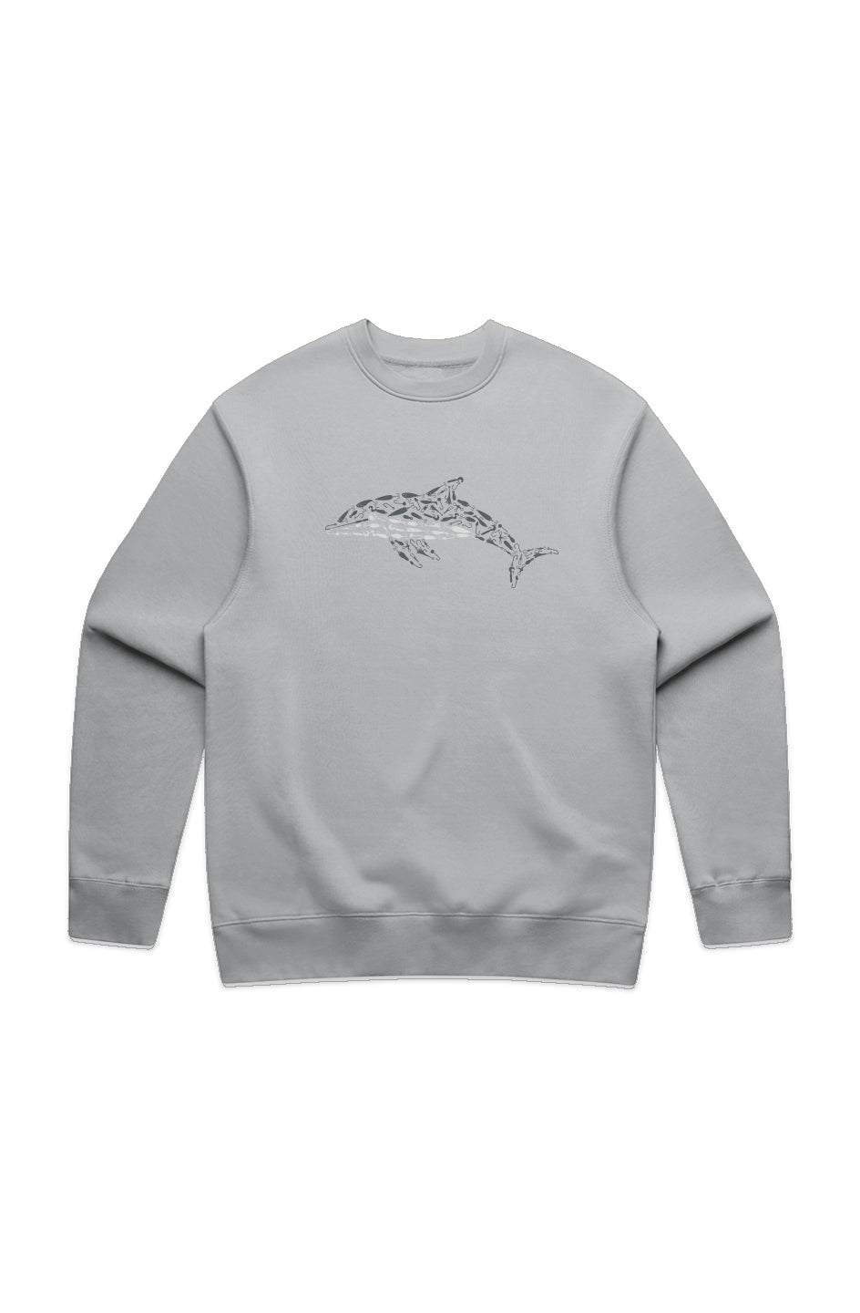 Premium Embroidered Dolphin Relaxed Crew Sweatshirt