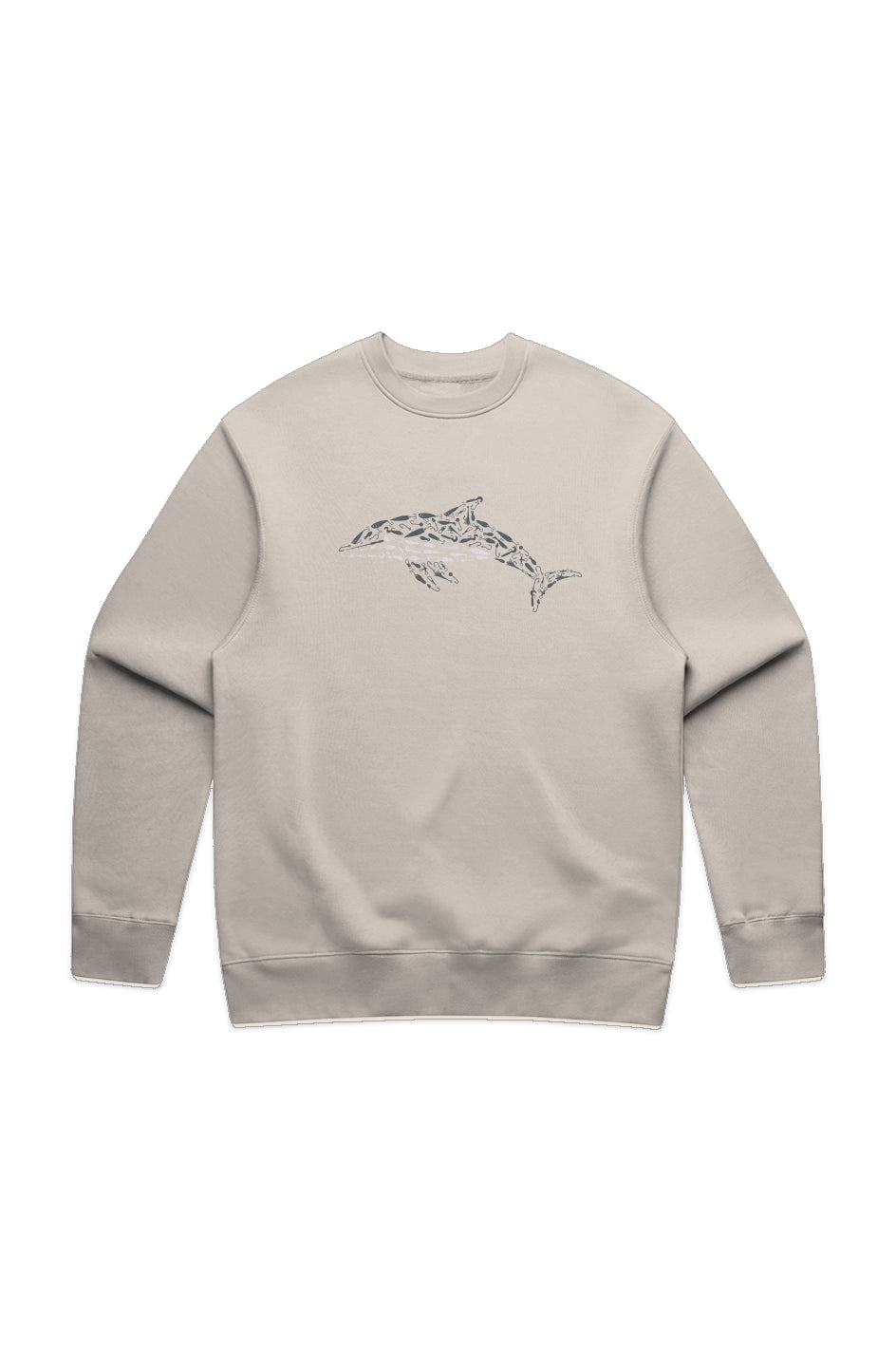 Premium Embroidered Dolphin Relaxed Crew Sweatshirt