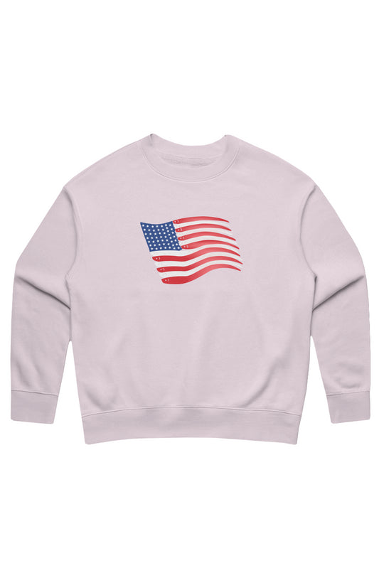 Women's Premium Embroidered American Flag Swimbait Edition Relaxed Sweatshirt