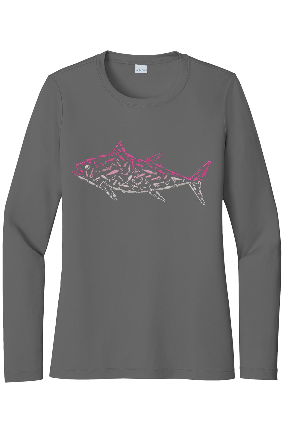 Womens Pink Tuna Lightweight Wicking UV Pro LS Tee