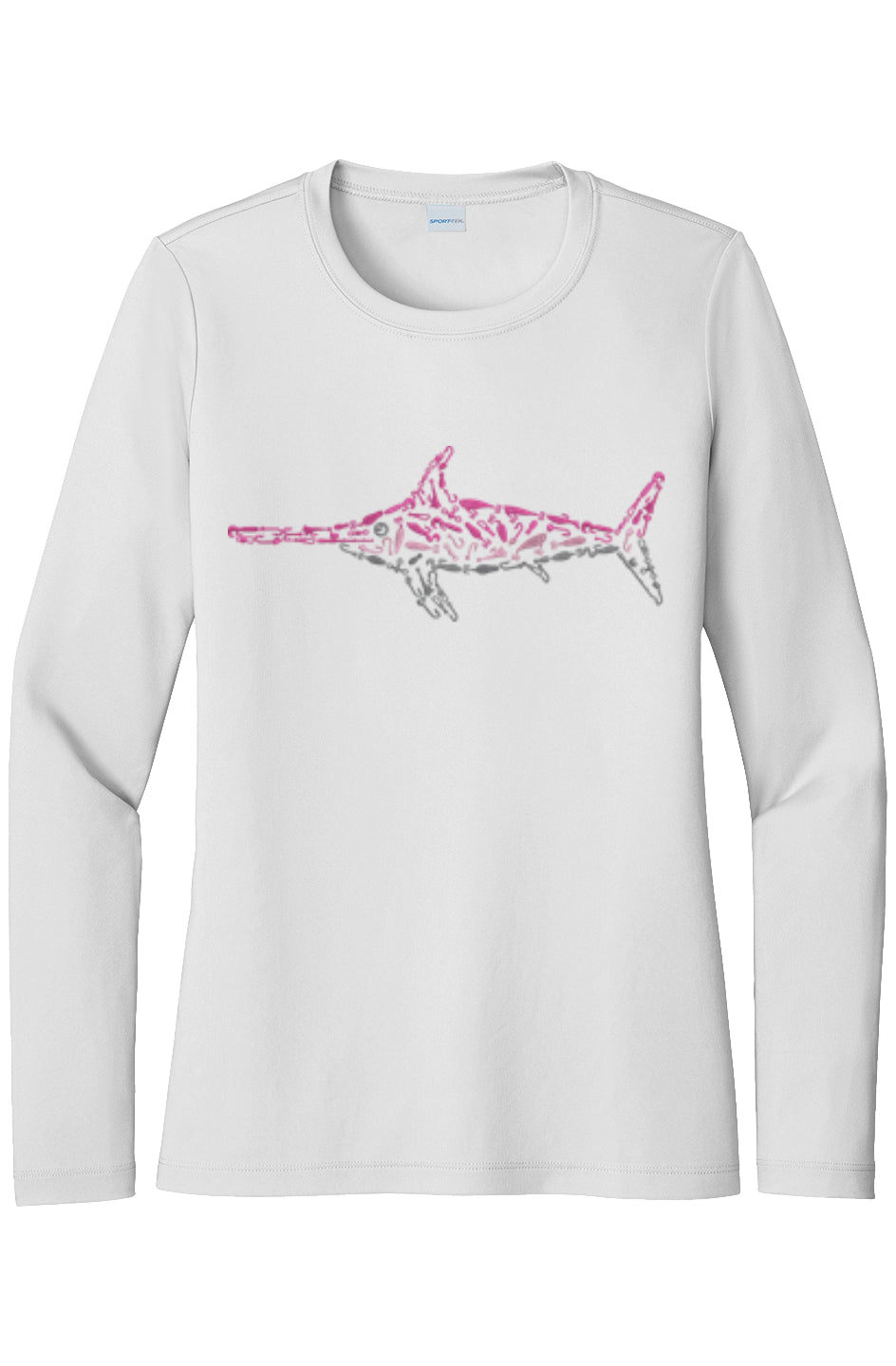 Womens Pink Swordfish Lightweight Wicking UV Pro LS Tee