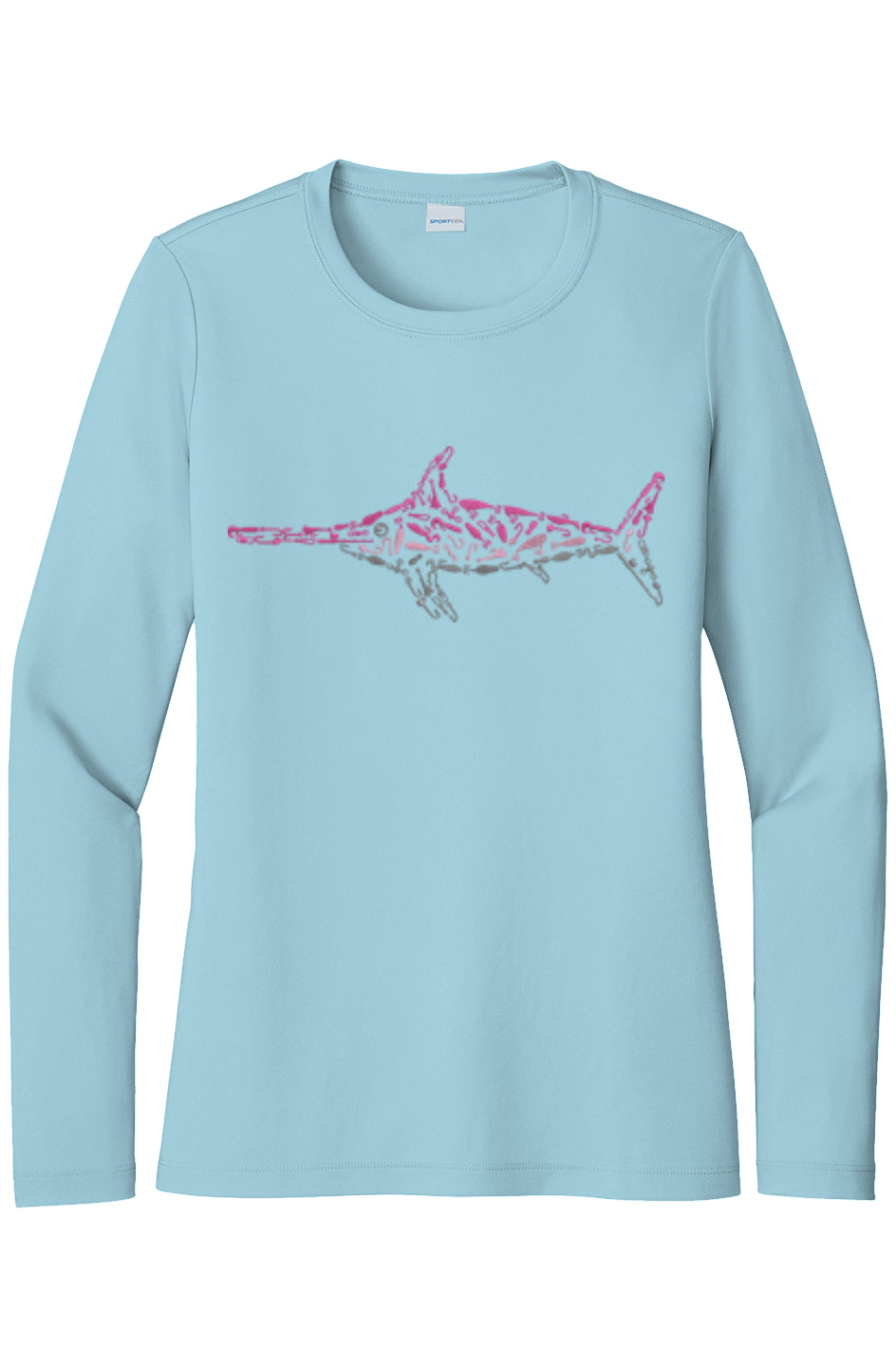 Womens Pink Swordfish Lightweight Wicking UV Pro LS Tee