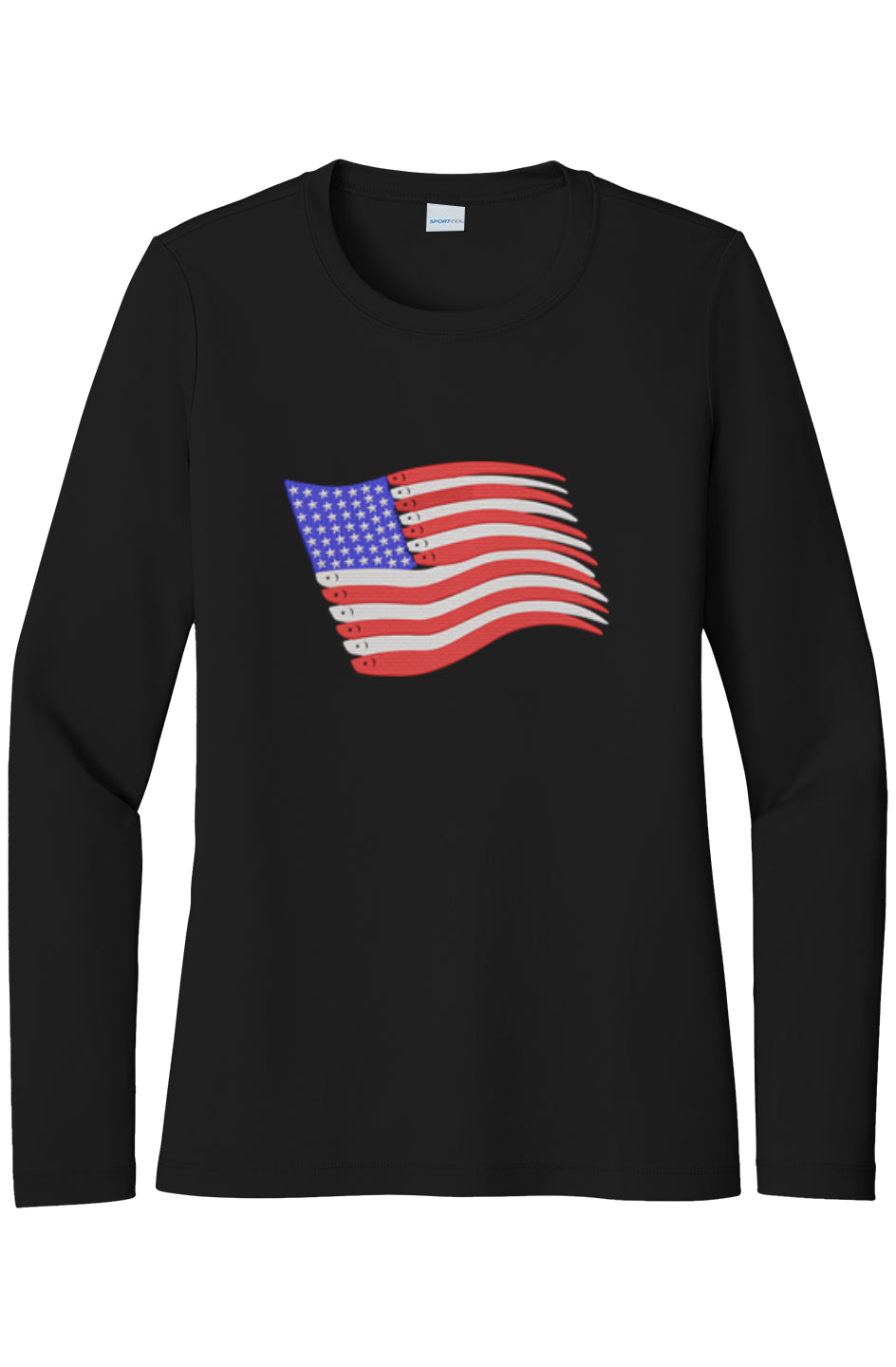 Womens American Flag Swimbait Edition Lightweight Wicking UV Pro LS Tee