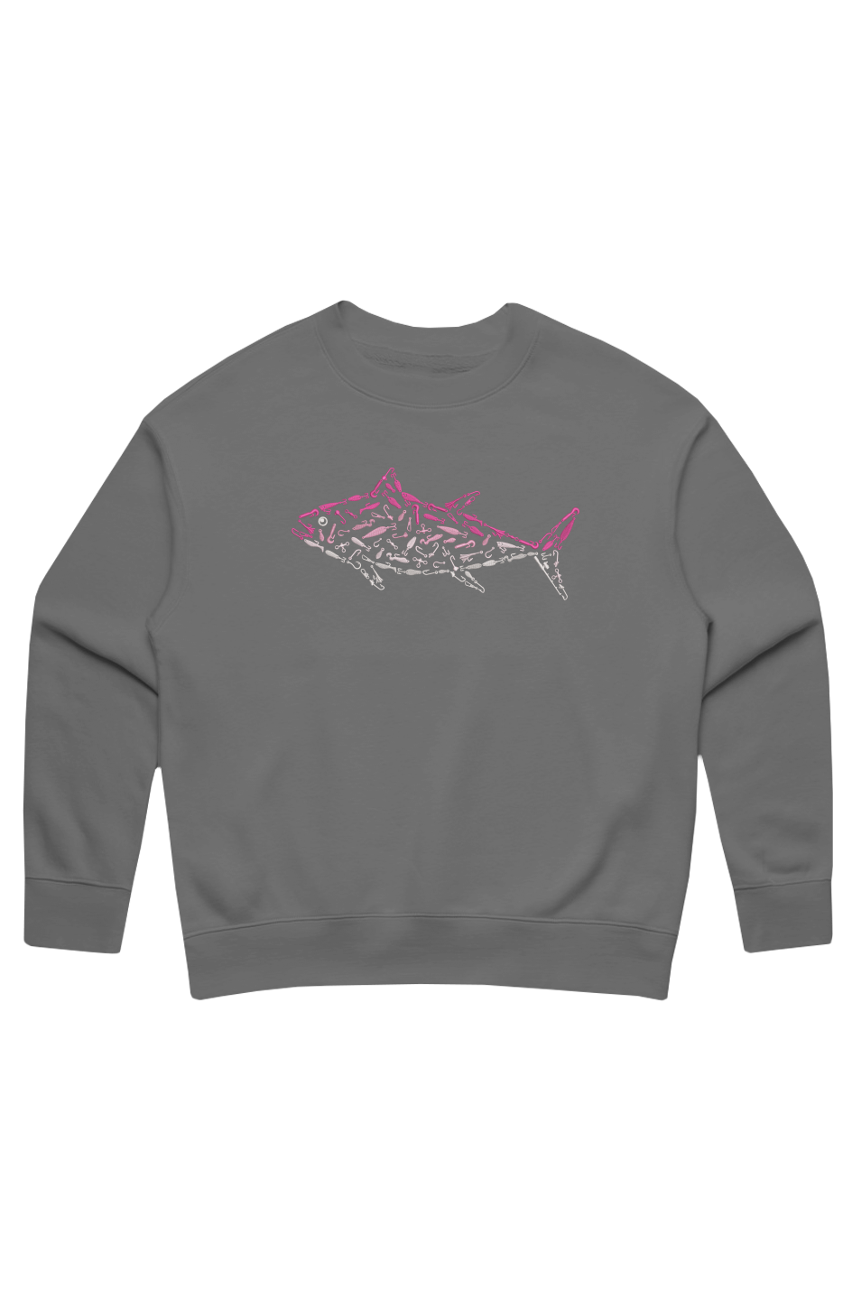 Women's Premium Embroidered Pink Tuna Relaxed Sweatshirt