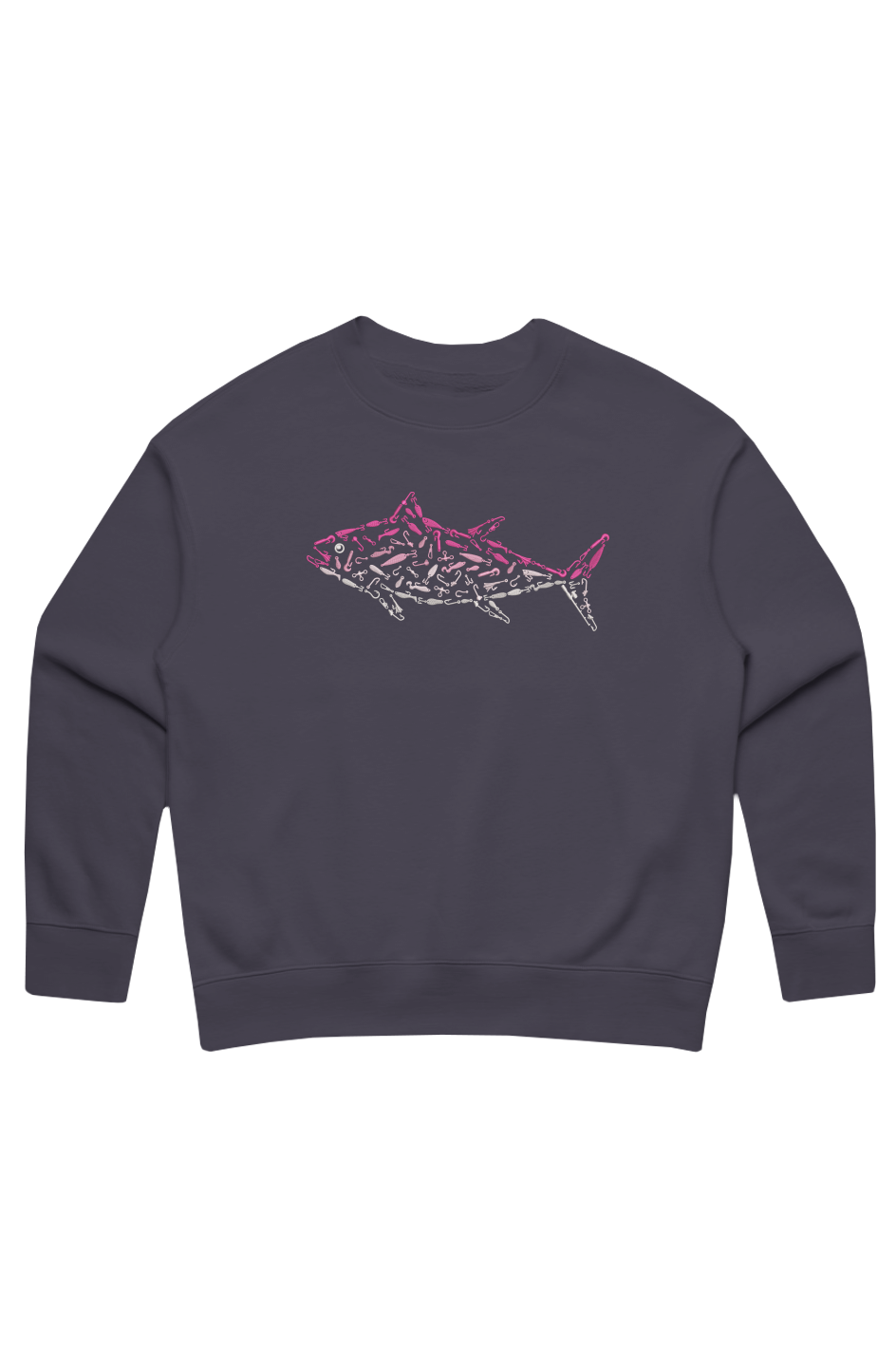 Women's Premium Embroidered Pink Tuna Relaxed Sweatshirt