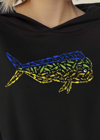 Embroidered Women's Mahi Mahi Crop Hoodie