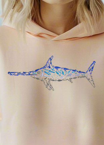 Embroidered Women's Swordfish Crop Hoodie