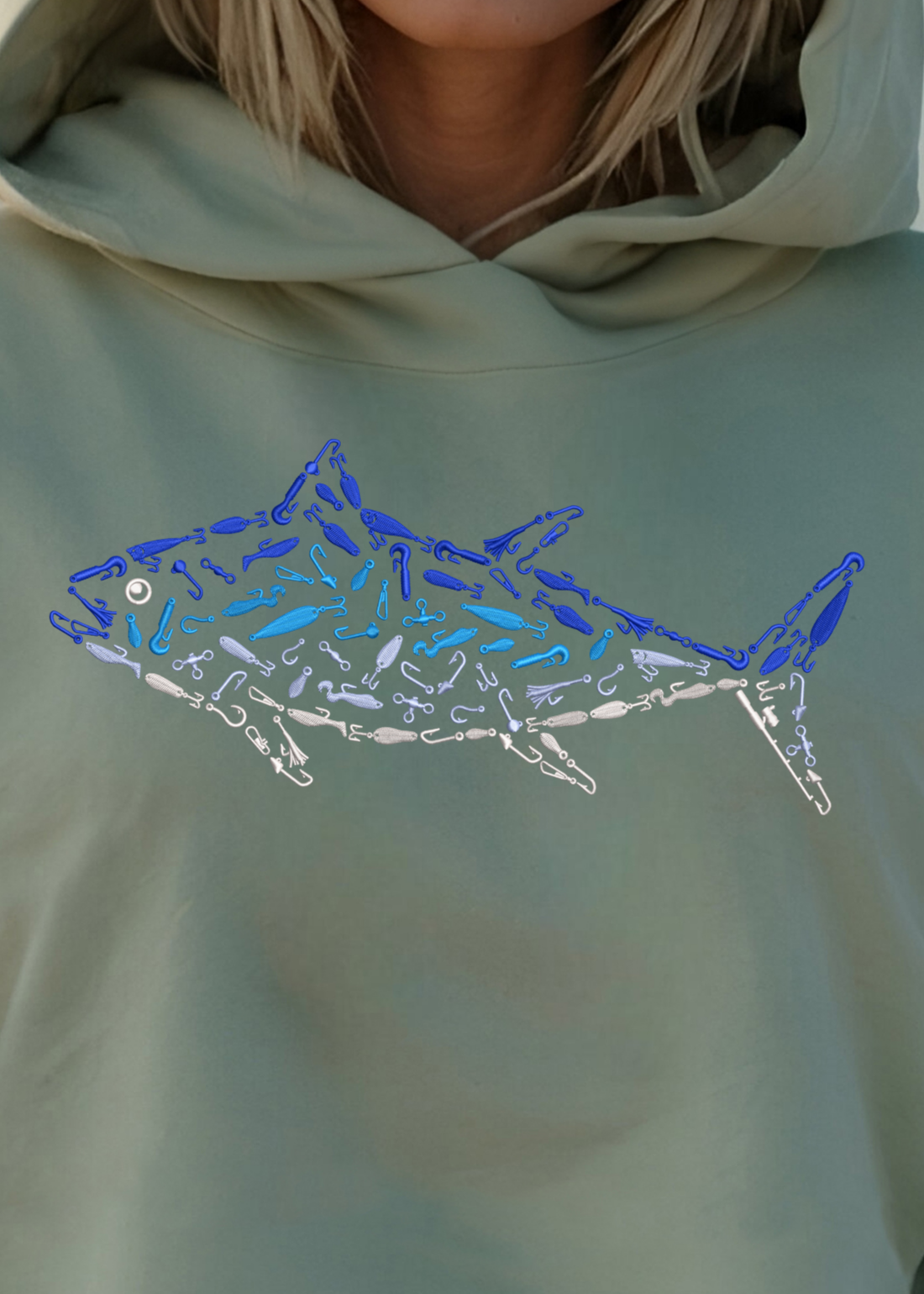 Embroidered Women's Tuna Crop Hoodie