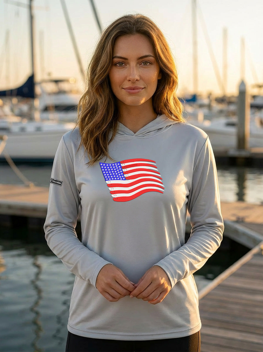 The American Flag "Swimbait Edition" UPF 50 Bahama Hooded Shirt