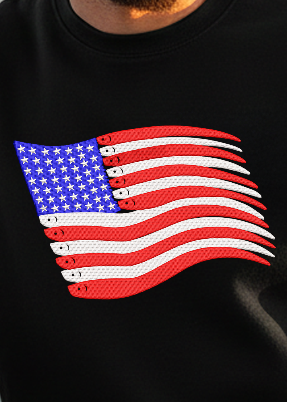 Premium Embroidered American Flag Swimbait Edition Crewneck
