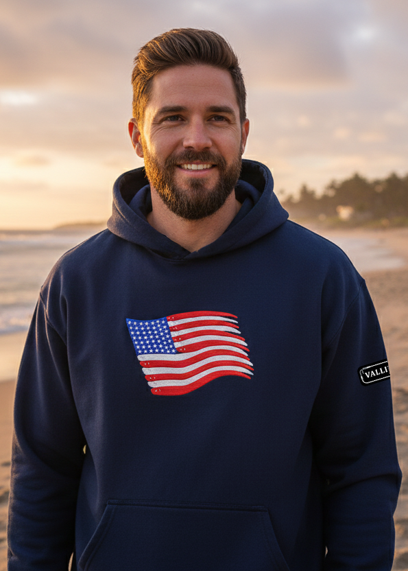 Premium Embroidered American Flag Swimbait Edition Hoodie