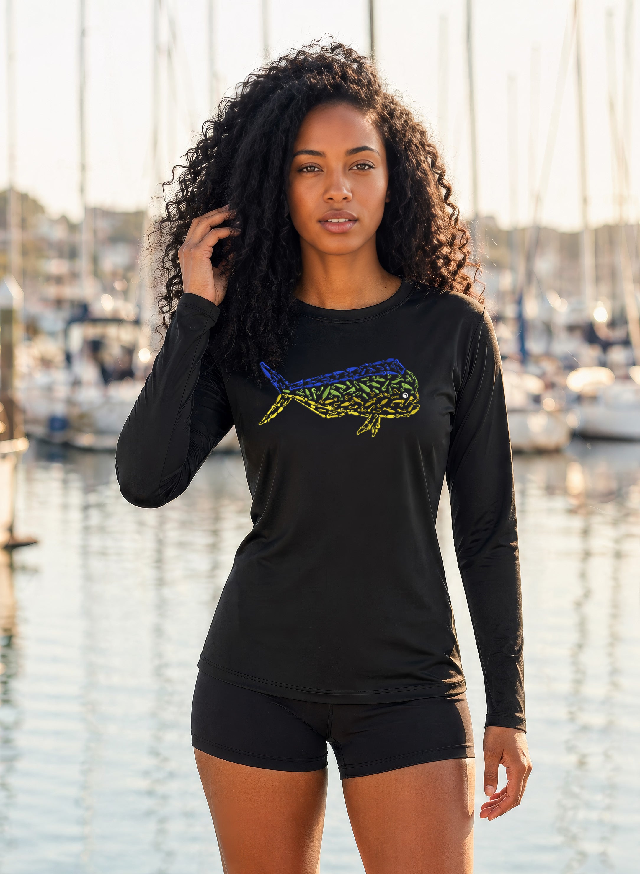 Womens Mahi Mahi Lightweight Wicking UV Pro LS Tee