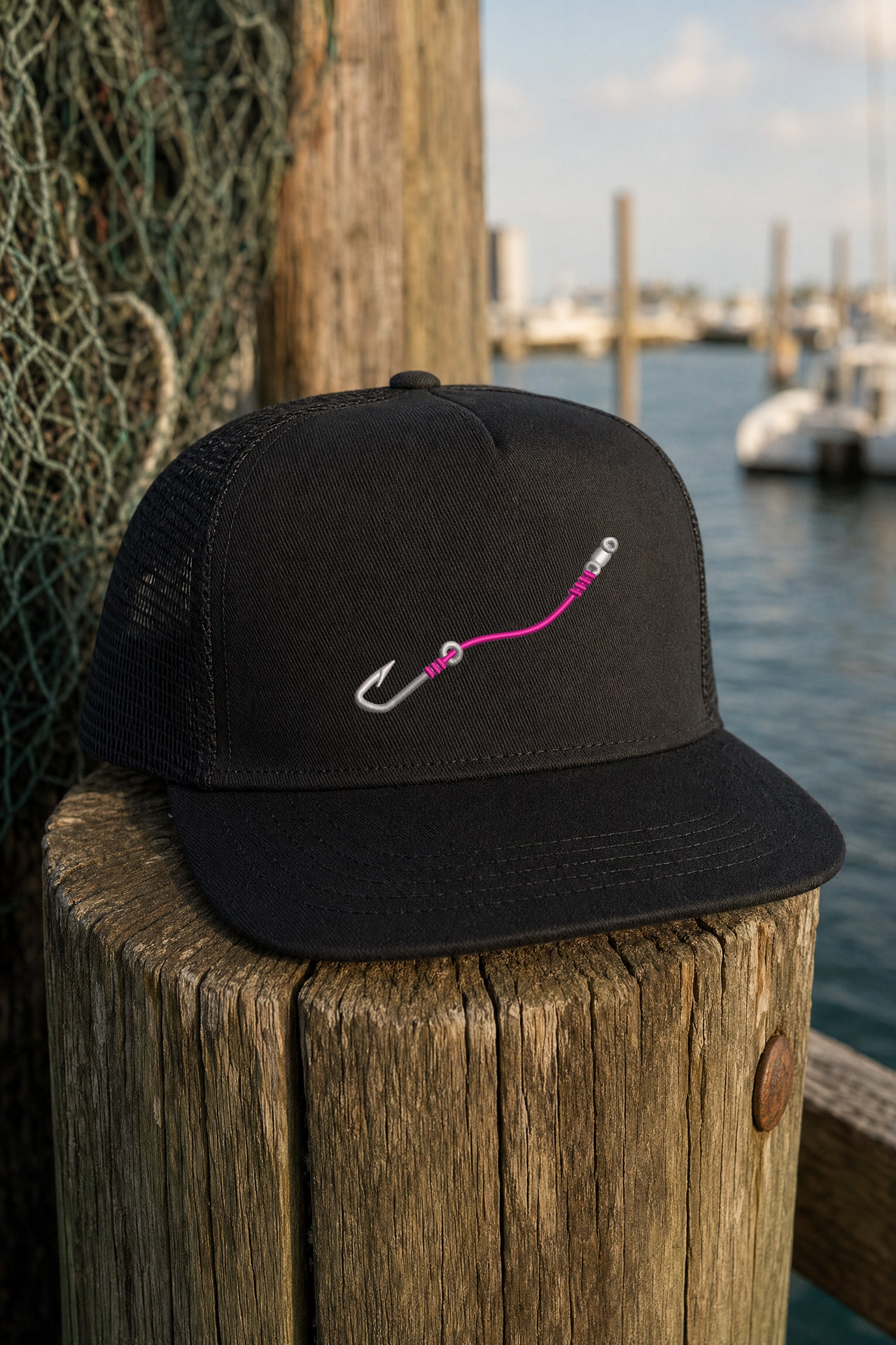 Embroidered "Hook & Line" Signature Trucker Hat