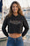 Embroidered Women's Striped Bass Crop Hoodie