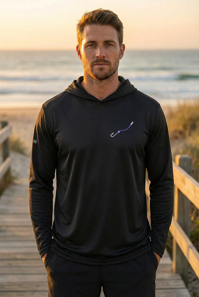 Ultra-Soft Tri-Blend Embroidered Hook & Line Wicking Hoodie (3 Fishing Line Colors)