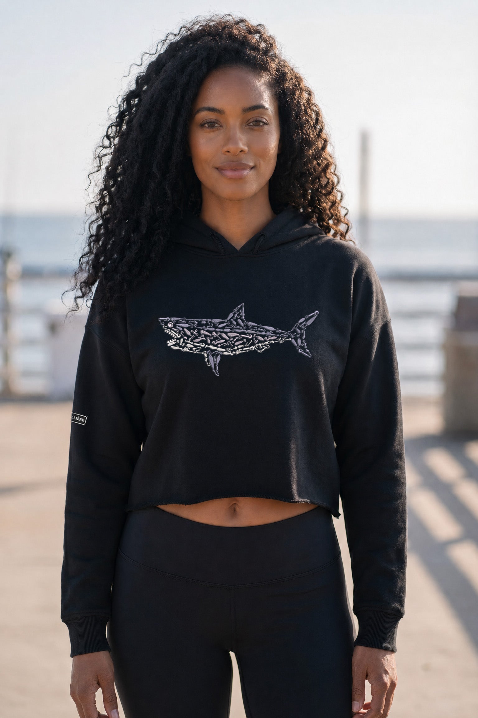 Embroidered Women's Great White Crop Hoodie