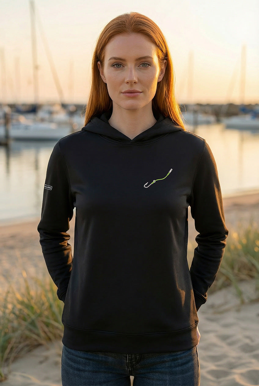 Ultra-Soft Tri-Blend Embroidered Hook & Line Wicking Hoodie (3 Fishing Line Colors)