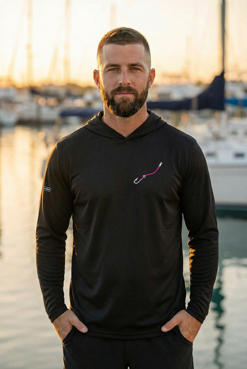 Ultra-Soft Tri-Blend Embroidered Hook & Line Wicking Hoodie (3 Fishing Line Colors)