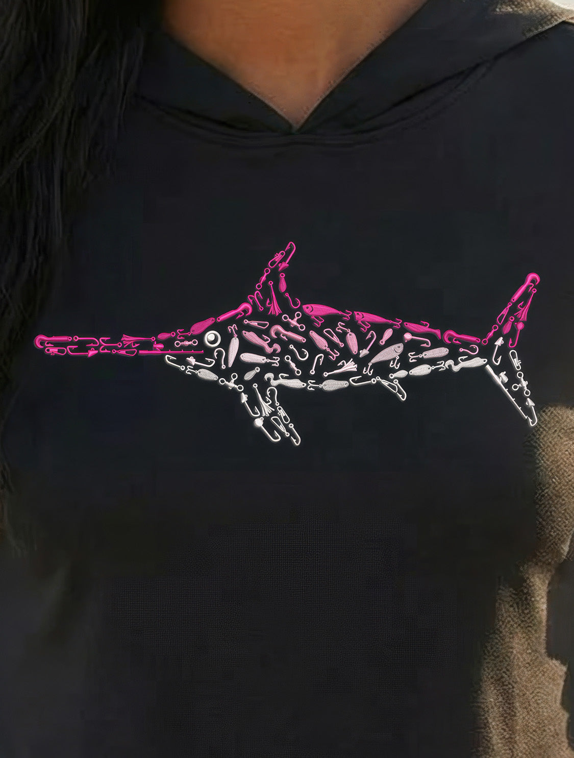 Ultra-Soft Tri-Blend Pink Swordfish Wicking Hoodie