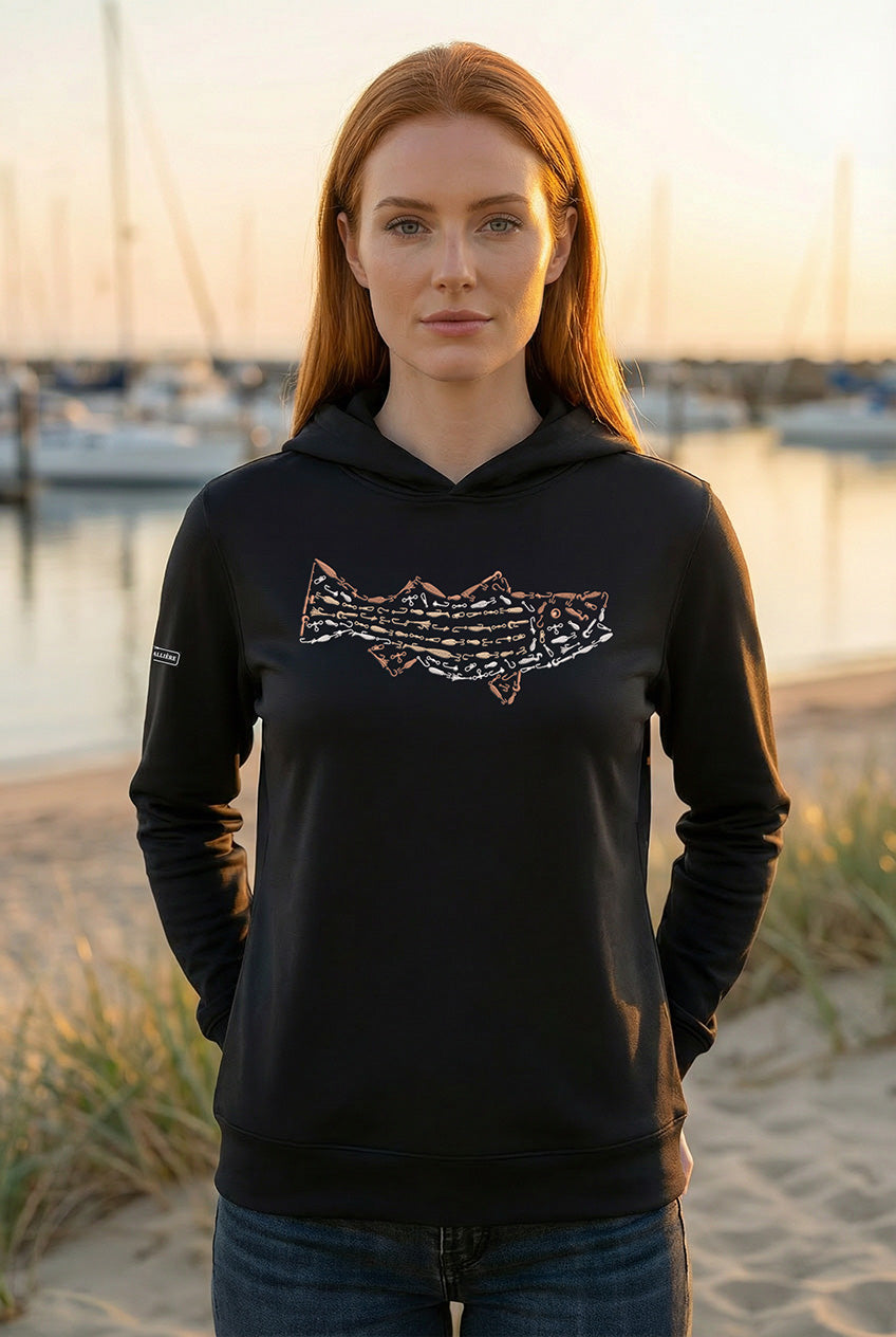 Ultra-Soft Tri-Blend Striped Bass Wicking Hoodie