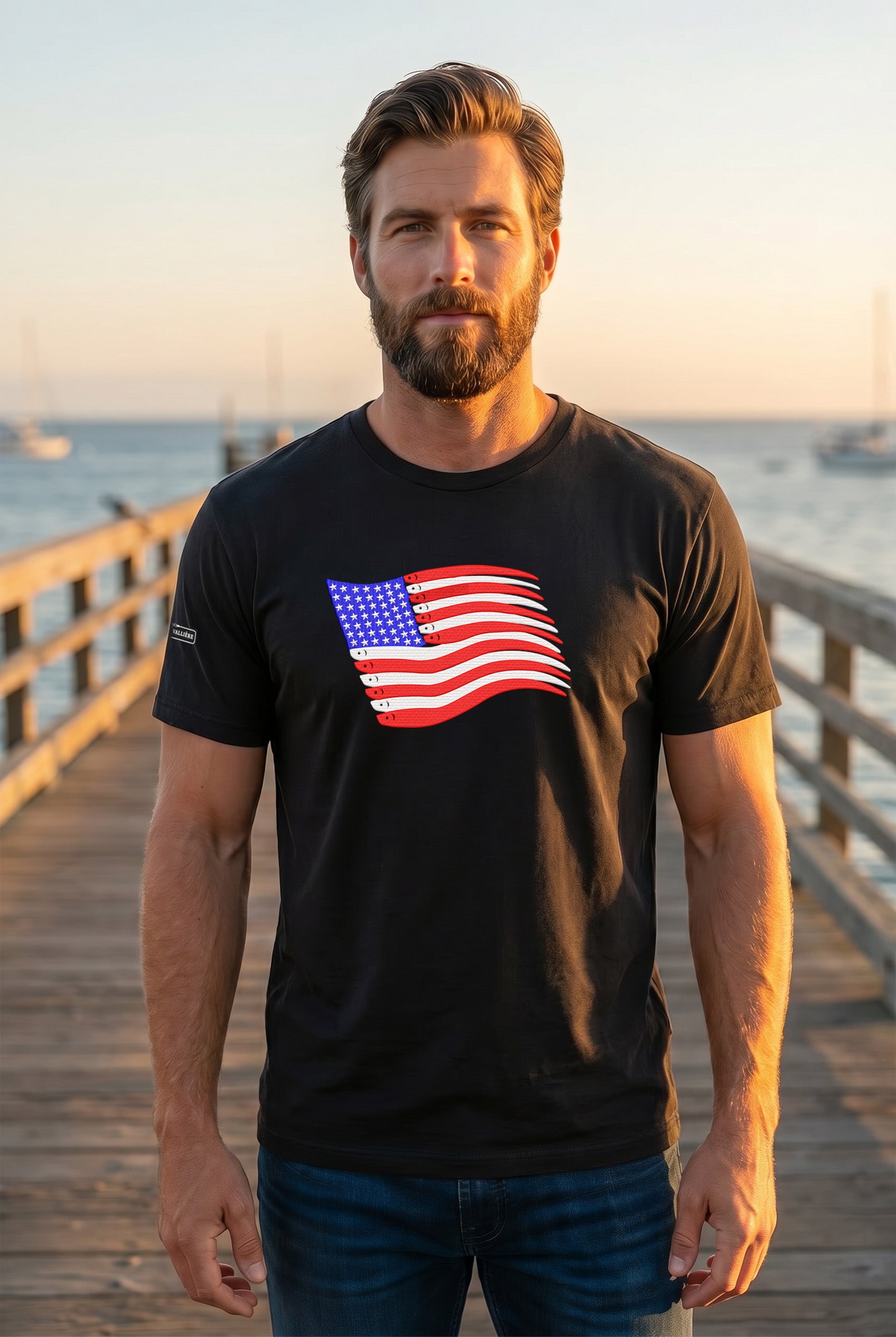 100% Made in USA American Flag Swimbait Edition Ultra Heavy Weight T Shirt