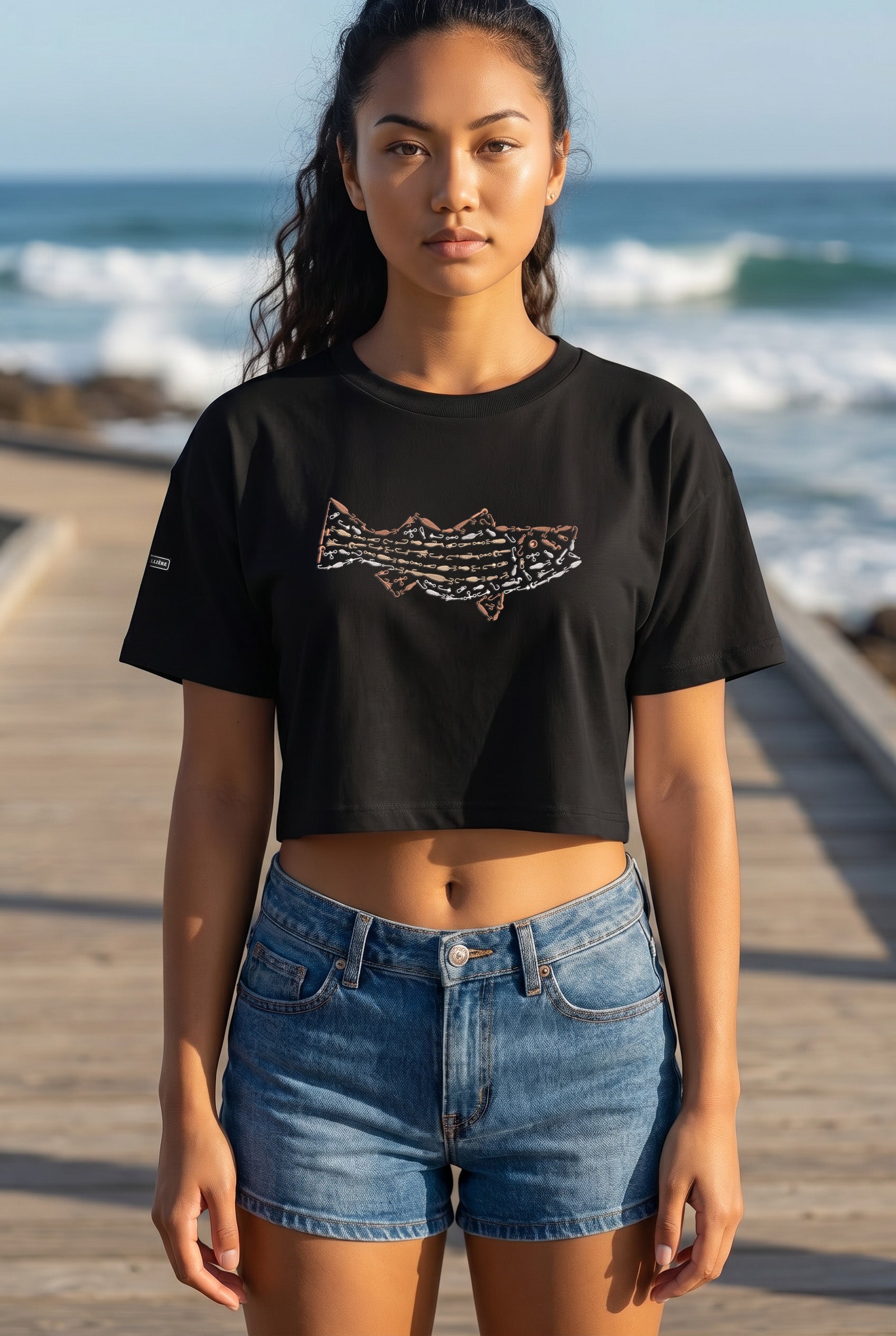 Signature Crop Tee - Striped Bass
