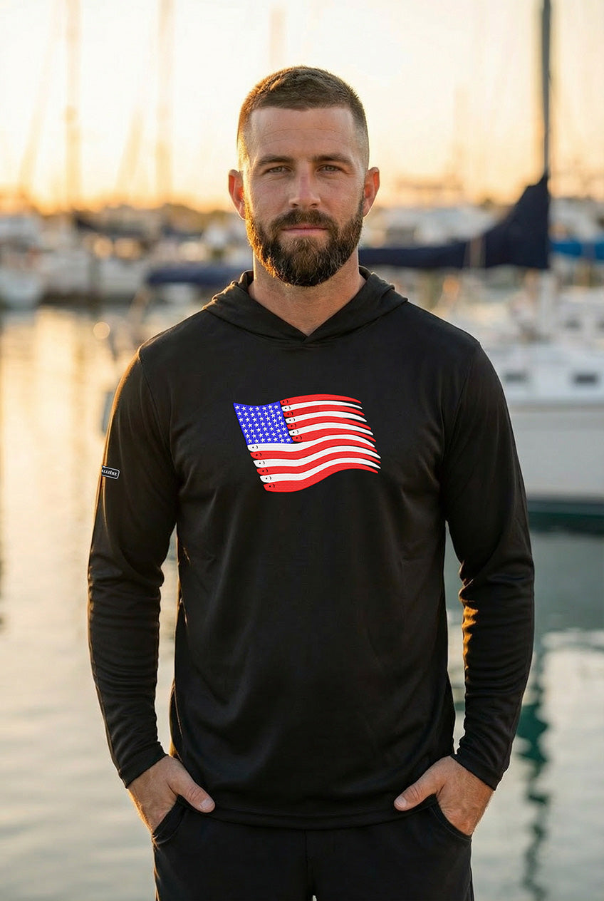 Ultra-Soft Tri-Blend American Flag Swimbait Edition Wicking Hoodie