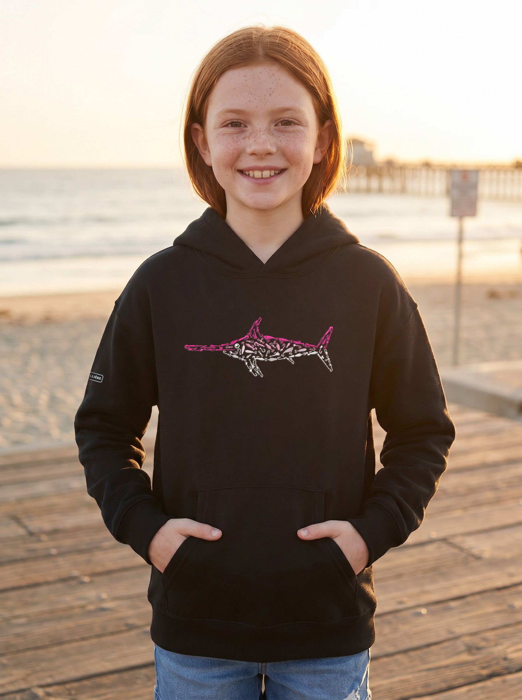 Pink Swordfish Youth Hoodie