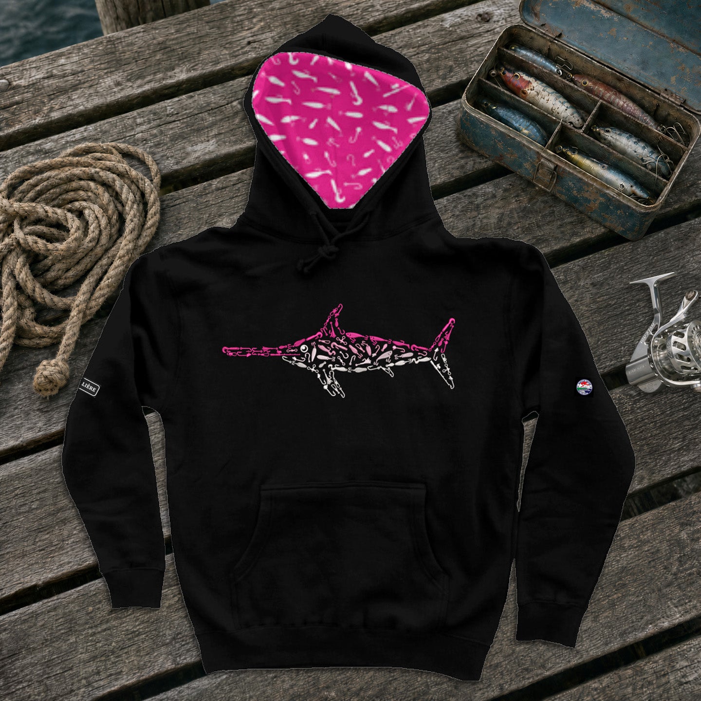 Montauk Edition Embroidered Pink Swordfish Hoodie