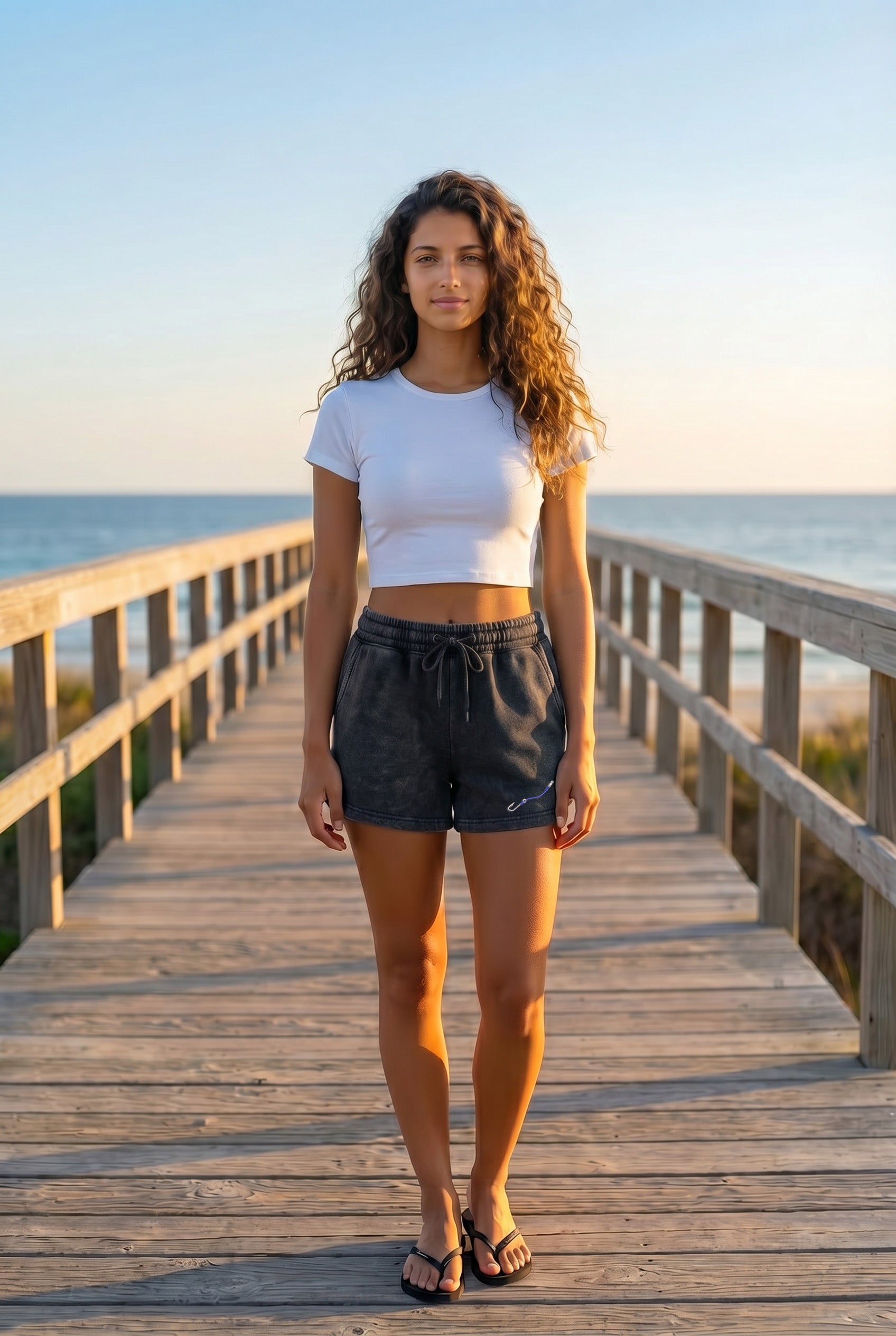 Womens "Hook & Line" Wave Wash Shorts