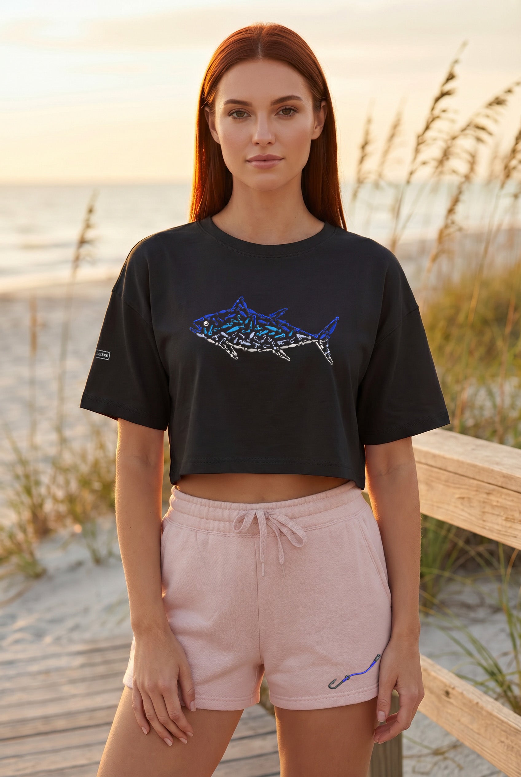 Womens "Hook & Line" Wave Wash Shorts