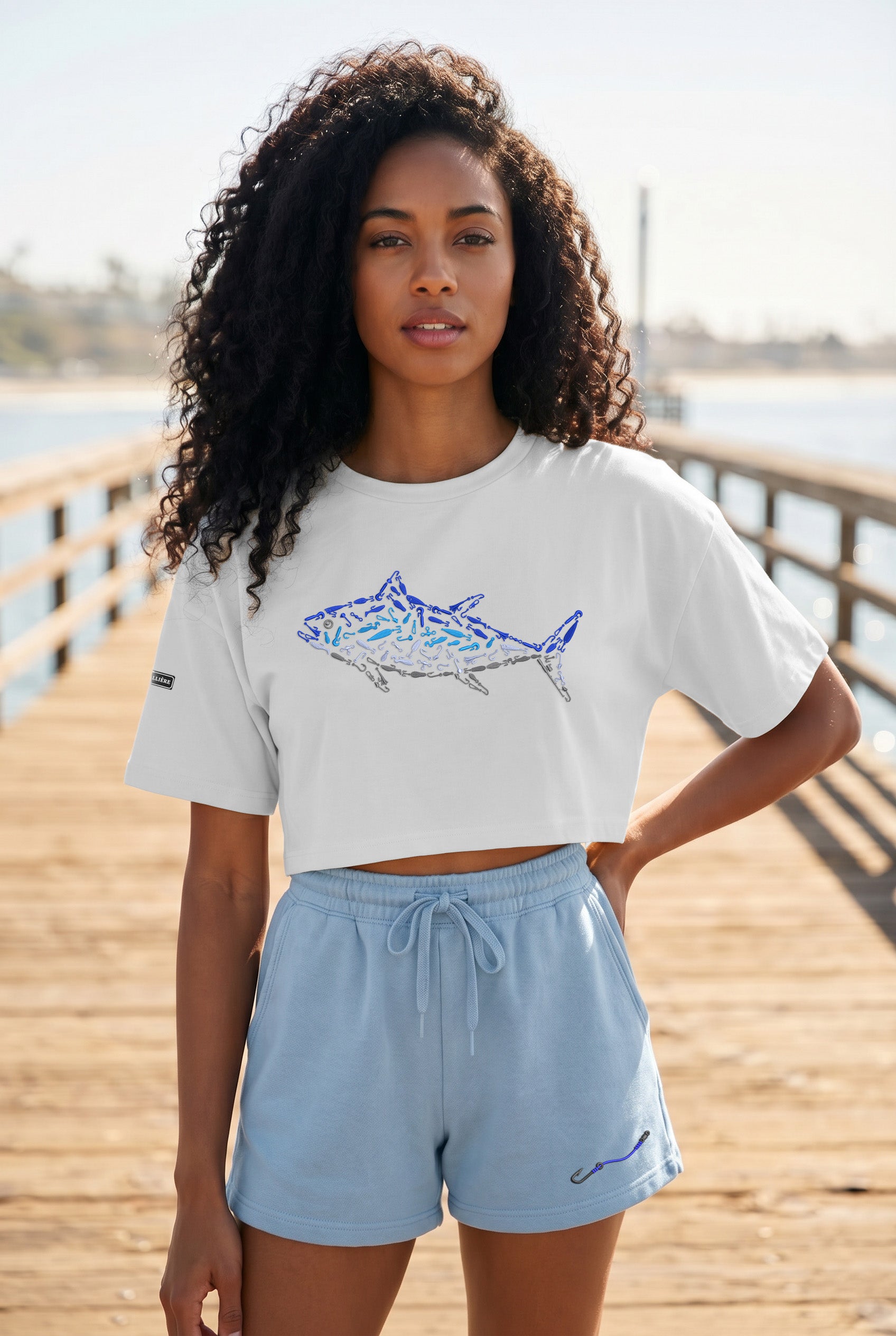 Womens "Hook & Line" Wave Wash Shorts