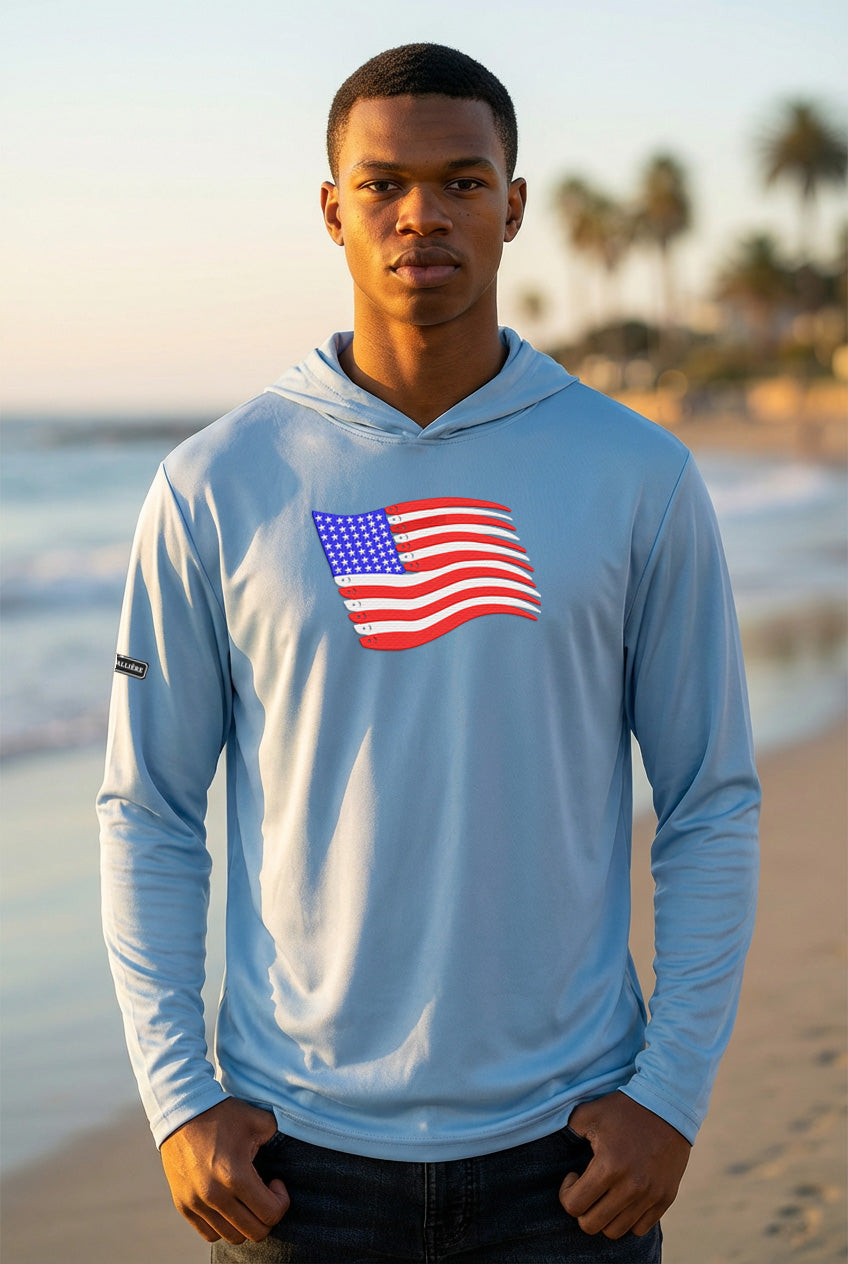 The American Flag "Swimbait Edition" UPF 50 Bahama Hooded Shirt