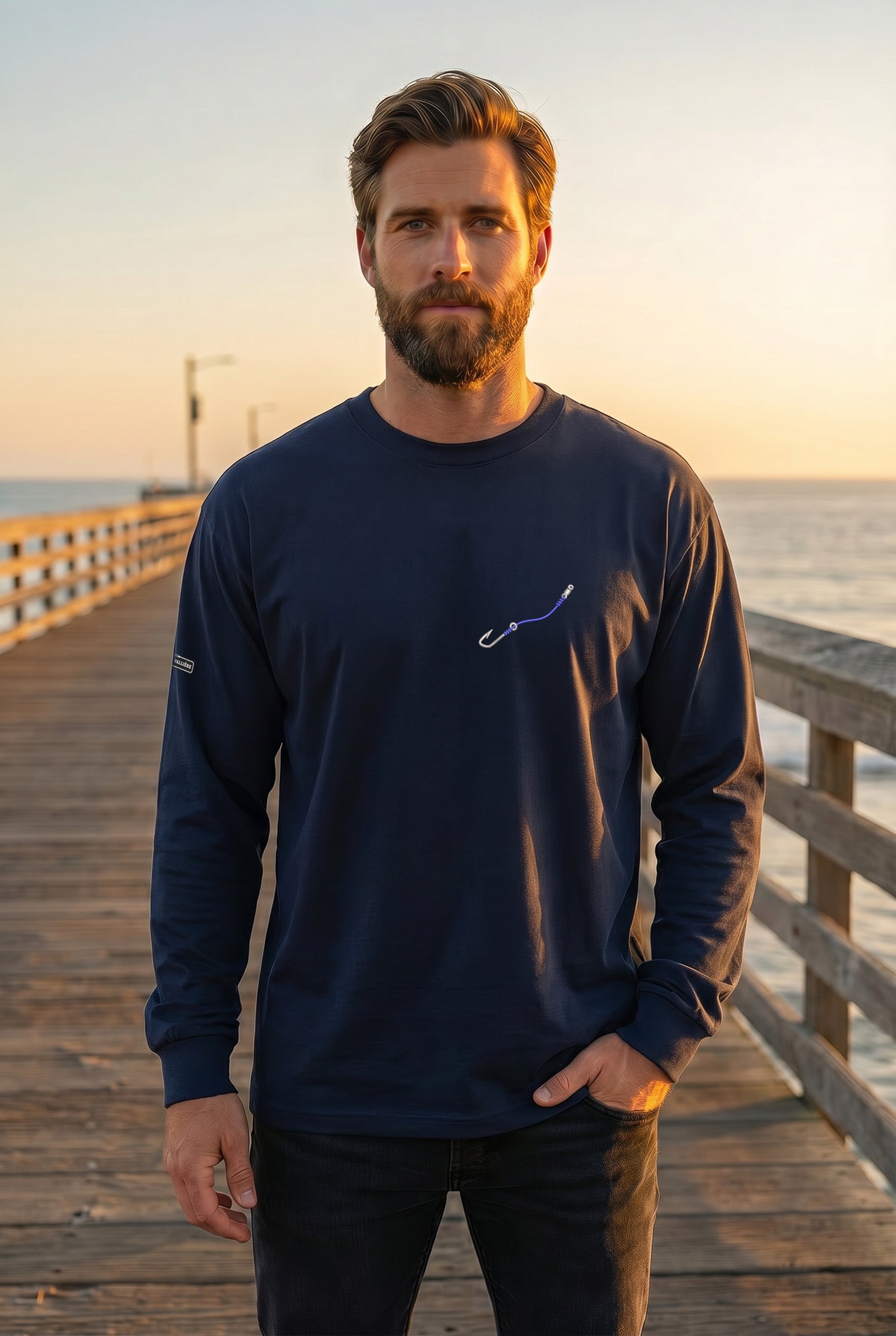Premium Signature Long Sleeve Tee - Hook & Line - Embroidered