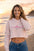 Embroidered Women's Pink Swordfish Crop Hoodie