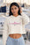 Embroidered Women's Pink Swordfish Crop Hoodie