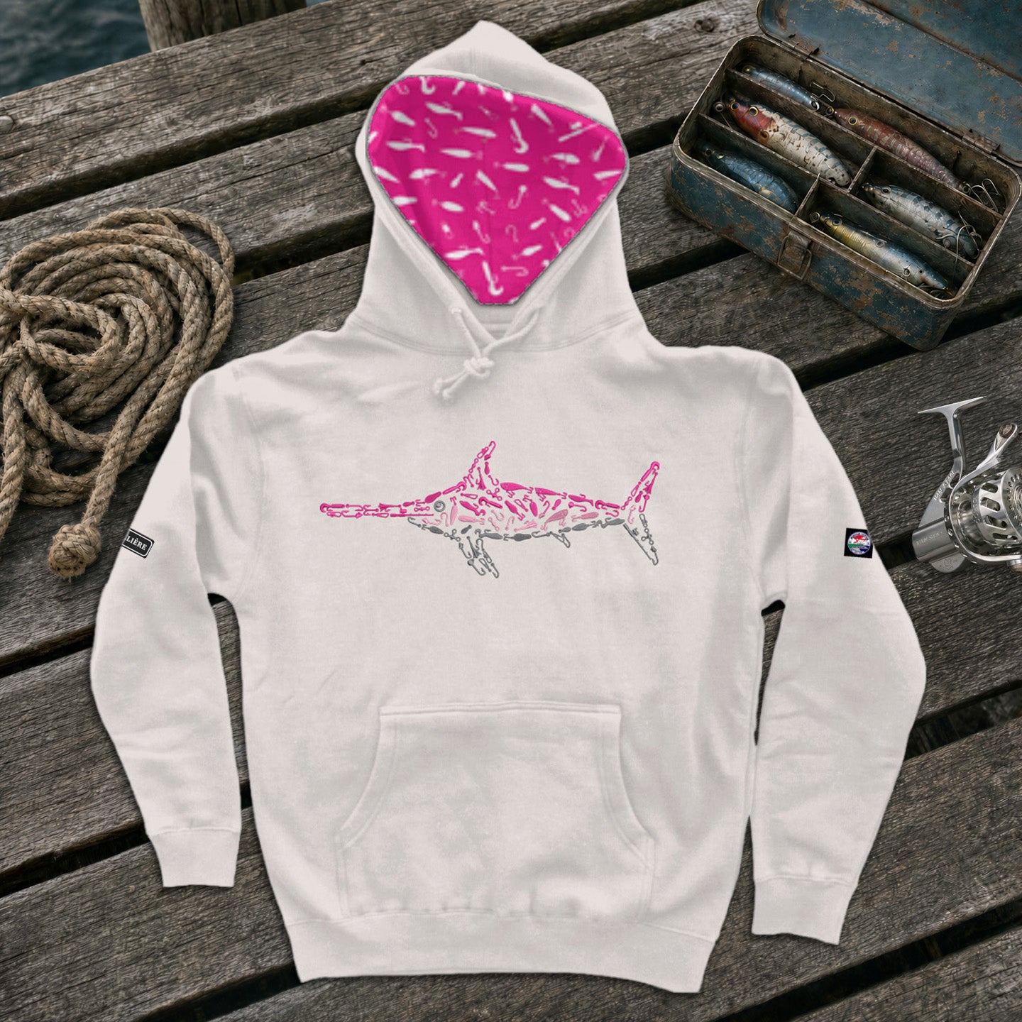 Montauk Edition Embroidered Pink Swordfish Hoodie