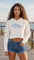 Embroidered Women's Tuna Crop Hoodie