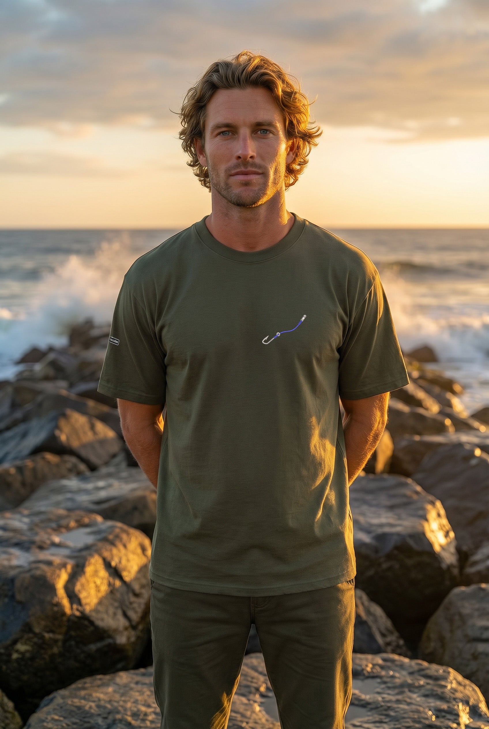Oversized Heavyweight Tee - Hook & Line - Embroidered