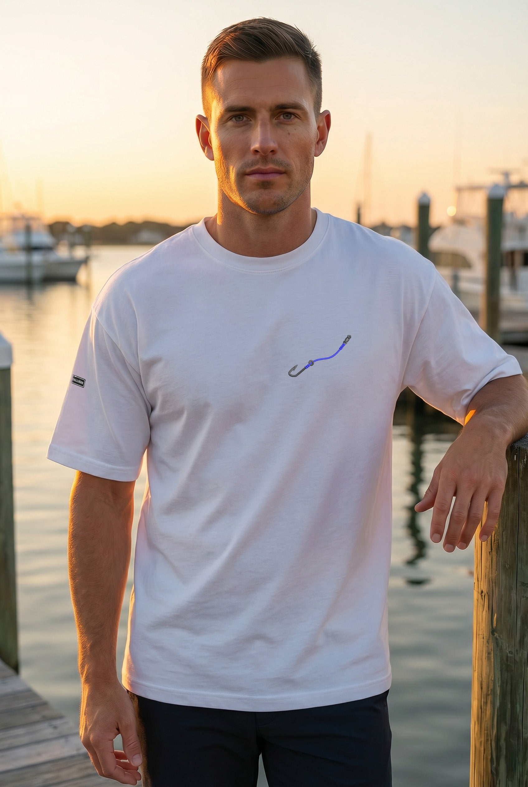 Oversized Heavyweight Tee - Hook & Line - Embroidered