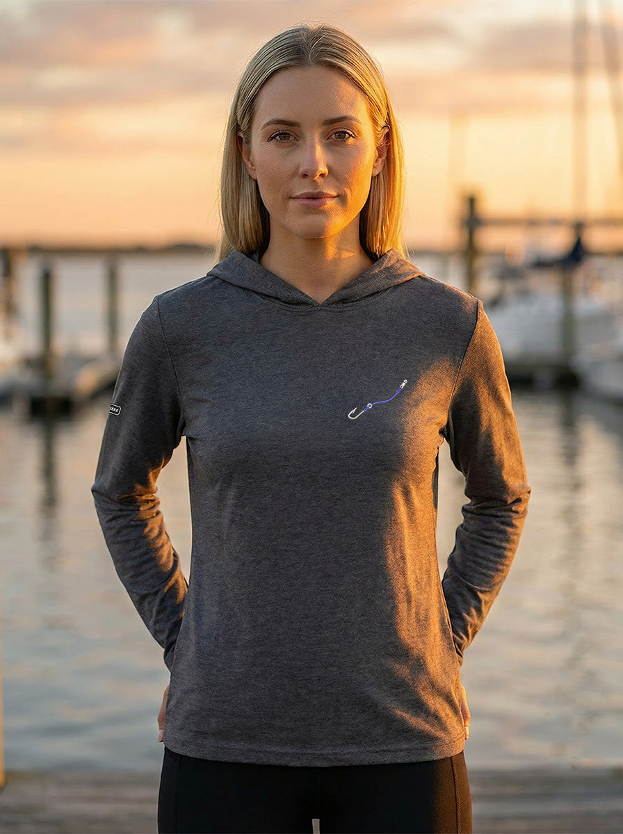 Ultra-Soft Tri-Blend Embroidered Hook & Line Wicking Hoodie (3 Fishing Line Colors)