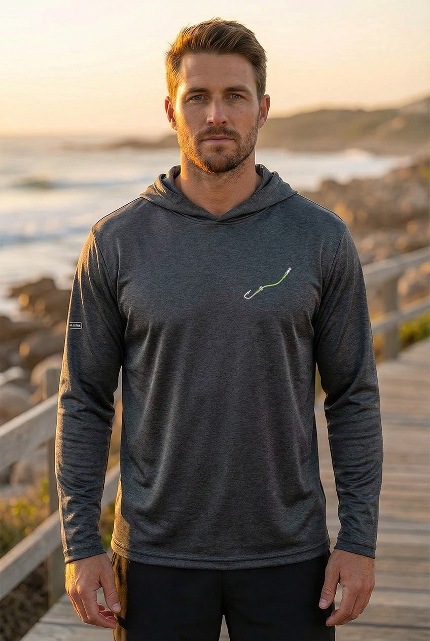 Ultra-Soft Tri-Blend Embroidered Hook & Line Wicking Hoodie (3 Fishing Line Colors)