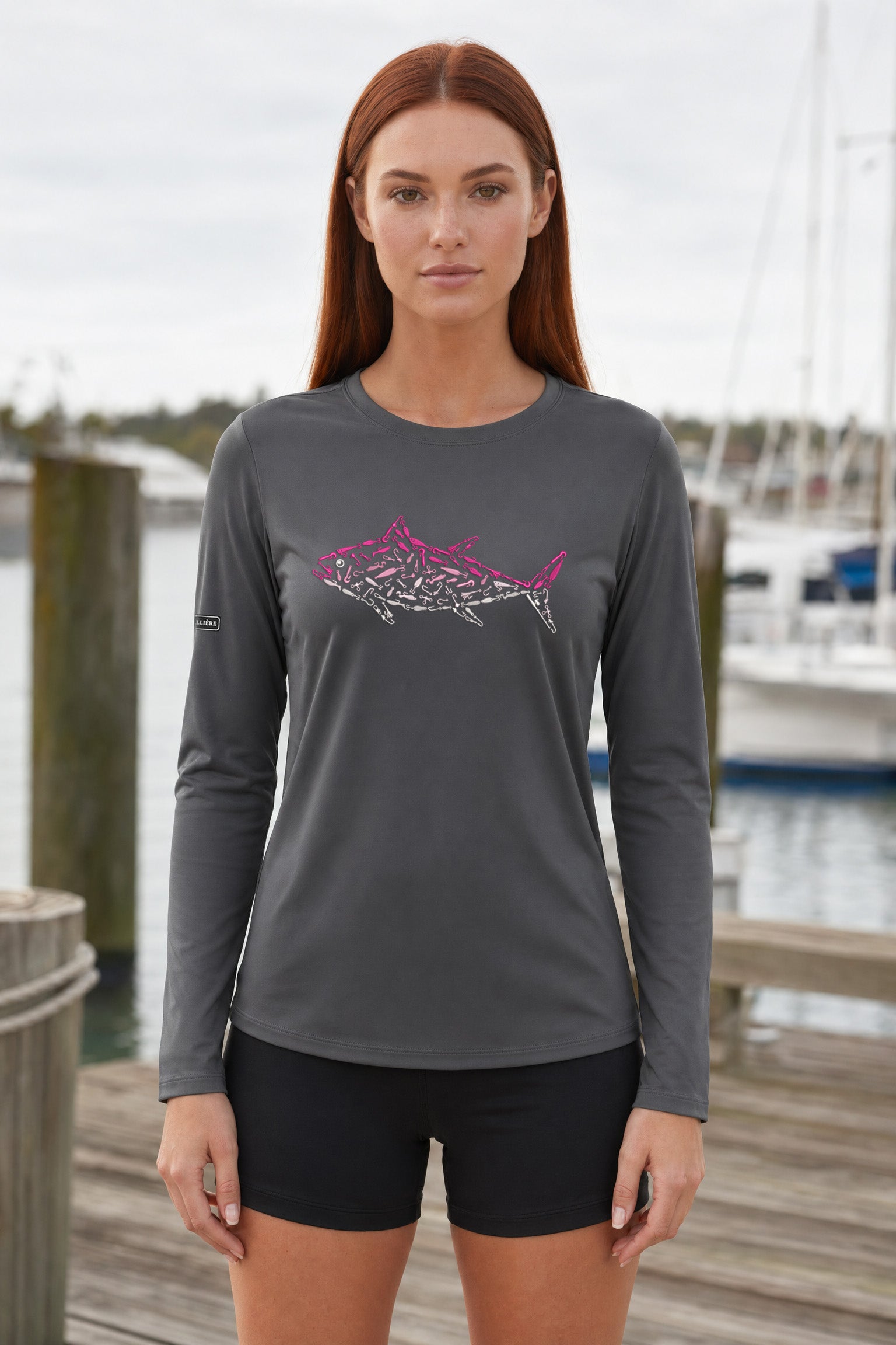 Womens Pink Tuna Lightweight Wicking UV Pro LS Tee