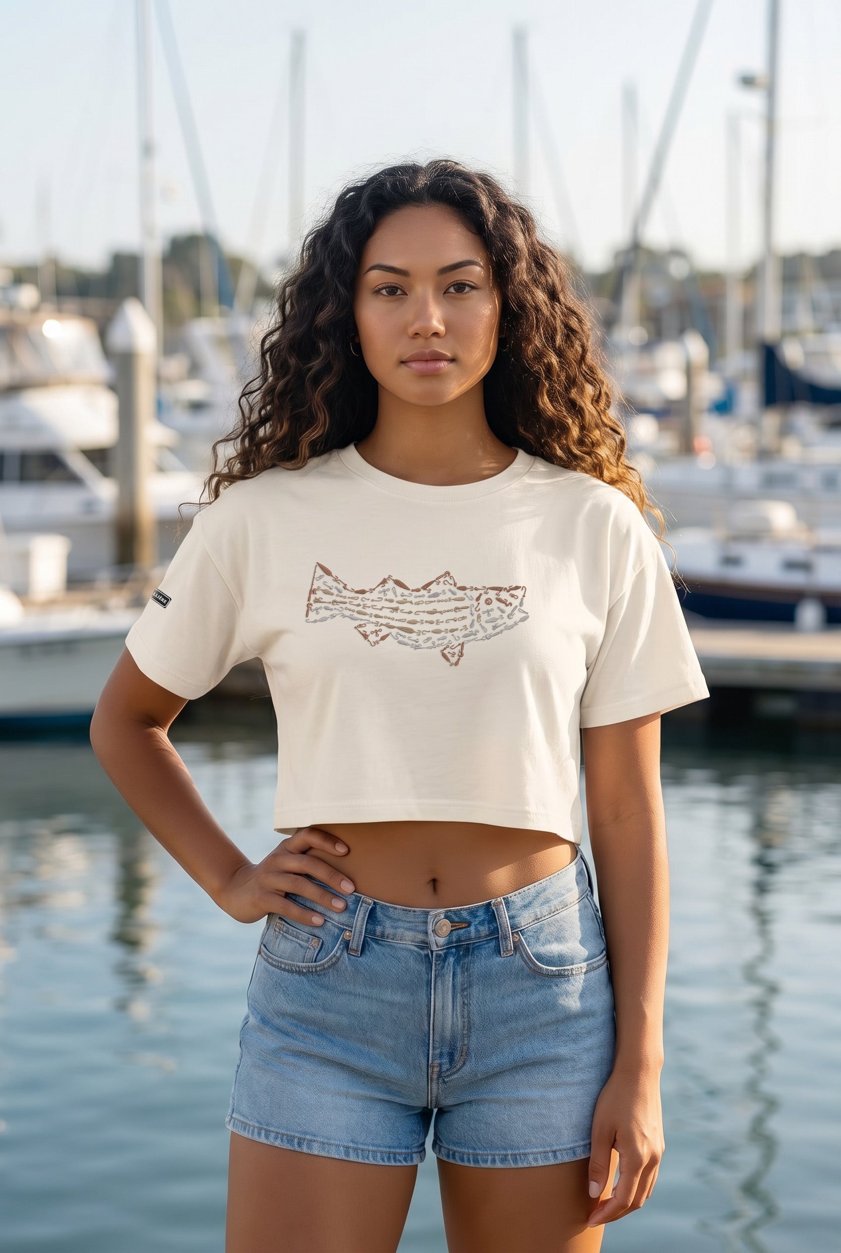 Signature Crop Tee - Striped Bass