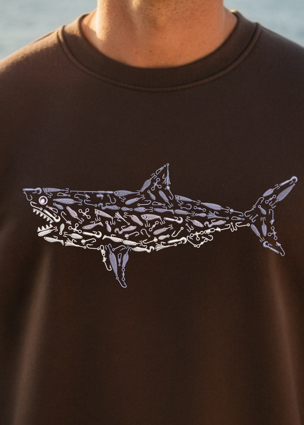 Premium Embroidered Great White Relaxed Crew Sweatshirt