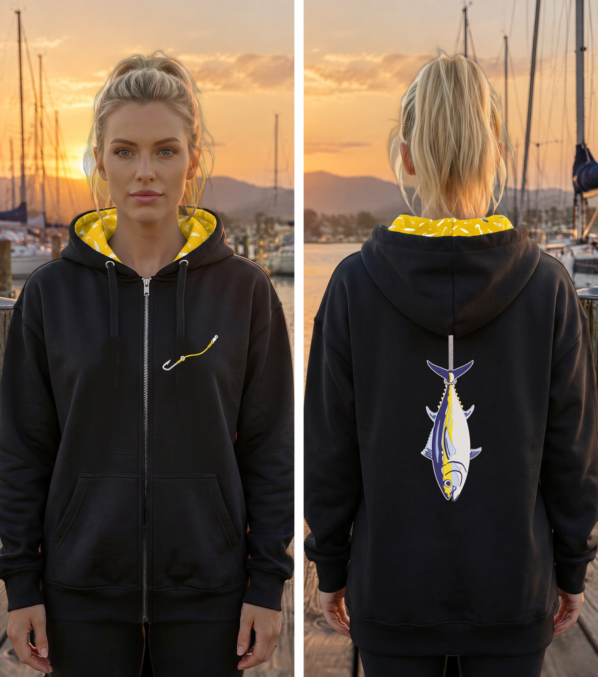Montauk Edition Embroidered Full Zip Hanging Tuna Hoodie