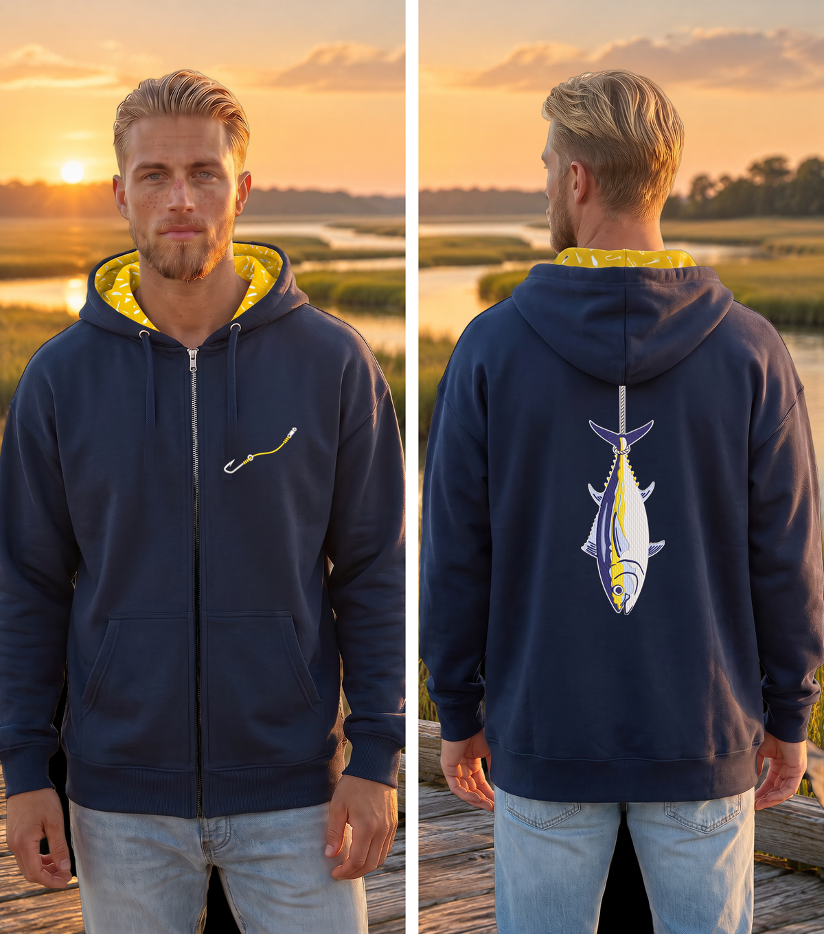 Montauk Edition Embroidered Full Zip Hanging Tuna Hoodie