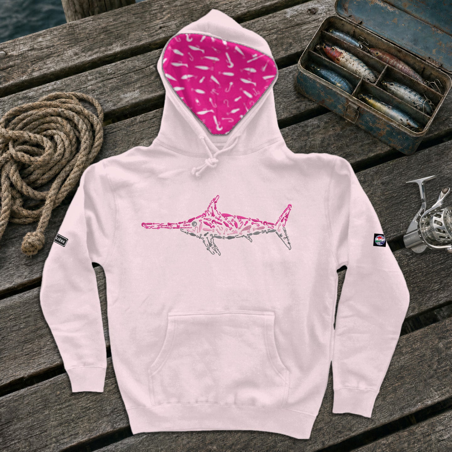 Montauk Edition Embroidered Pink Swordfish Hoodie