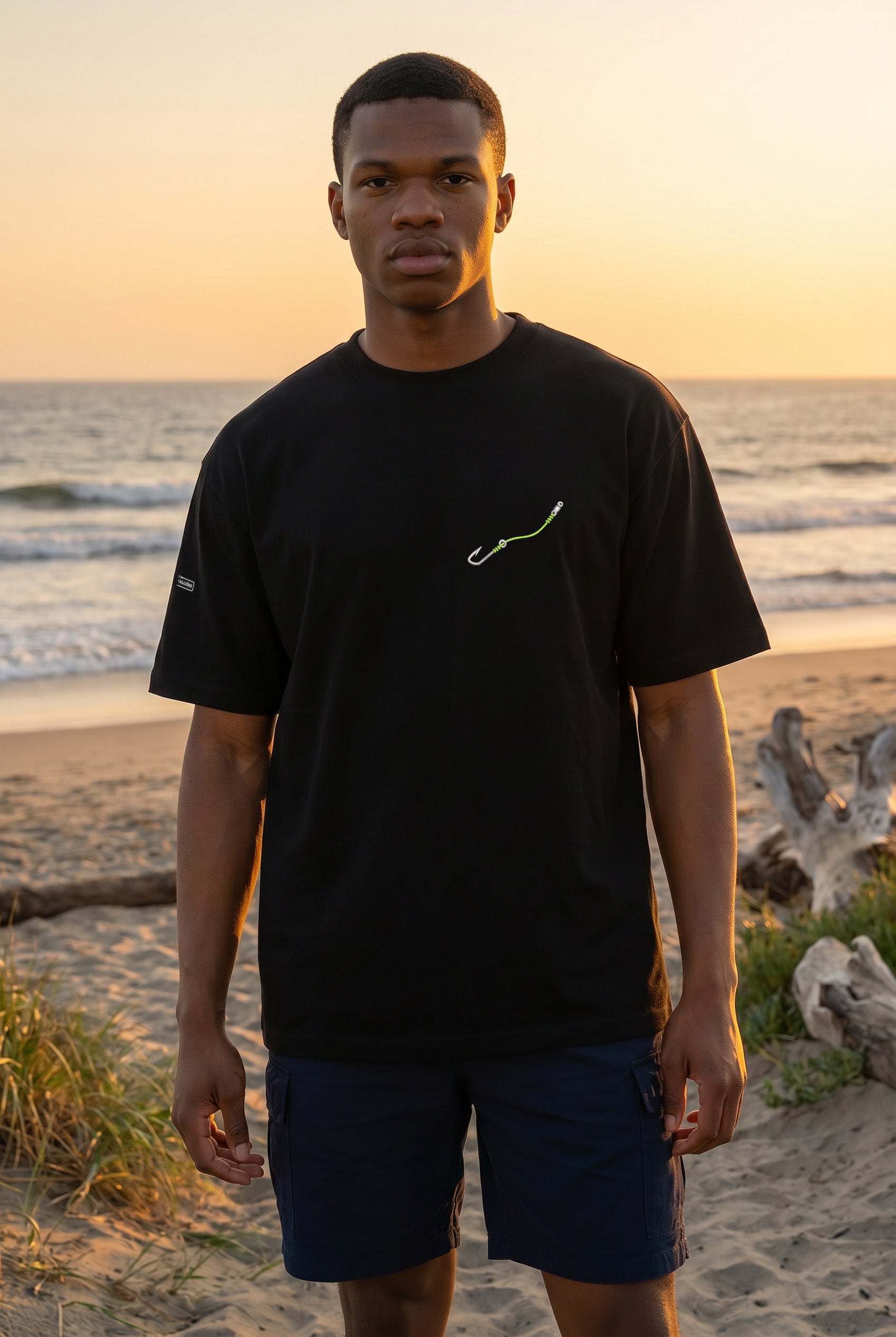 Oversized Heavyweight Tee - Hook & Line - Embroidered